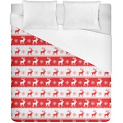 Knitted Red White Reindeers Duvet Cover (california King Size) by patternstudio