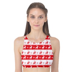 Knitted Red White Reindeers Tank Bikini Top by patternstudio