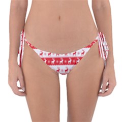 Knitted Red White Reindeers Reversible Bikini Bottom by patternstudio