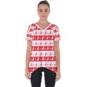 Knitted Red White Reindeers Cut Out Side Drop Tee View1