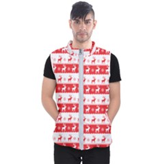 Knitted Red White Reindeers Men s Puffer Vest by patternstudio