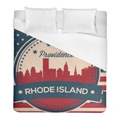 Providence Rhode Island Retro Skyline Duvet Cover (full/ Double Size) by Bigfootshirtshop