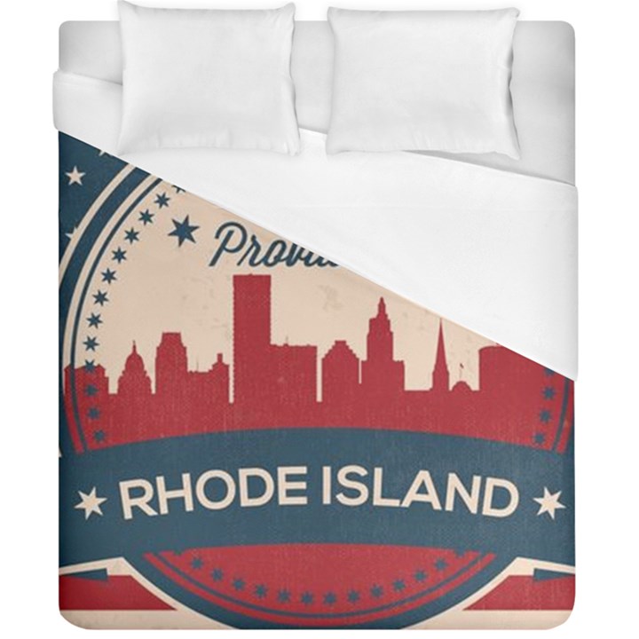 Providence Rhode Island Retro Skyline Duvet Cover (California King Size)