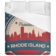 Providence Rhode Island Retro Skyline Duvet Cover Double Side (california King Size) by Bigfootshirtshop