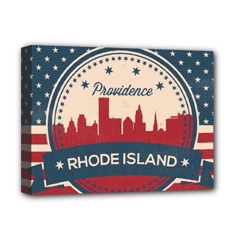 Providence Rhode Island Retro Skyline Deluxe Canvas 16  X 12   by Bigfootshirtshop