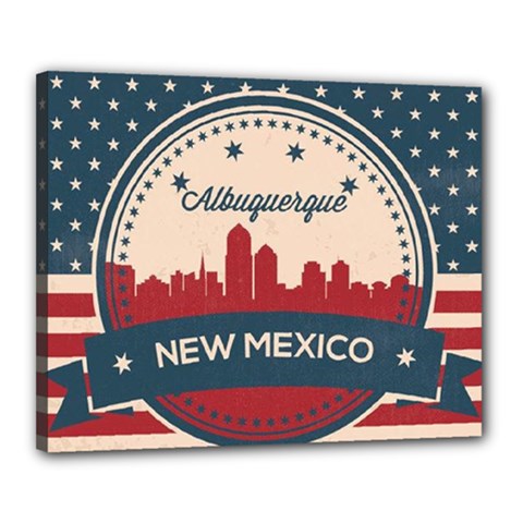 Retro  Albuquerque New Mexico Skyline Canvas 20  X 16  by Bigfootshirtshop