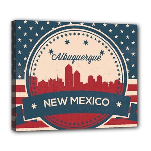 Retro  Albuquerque New Mexico Skyline Deluxe Canvas 24  X 20   by Bigfootshirtshop