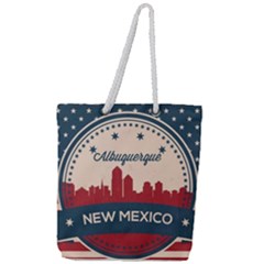 Retro  Albuquerque New Mexico Skyline Full Print Rope Handle Tote (large)