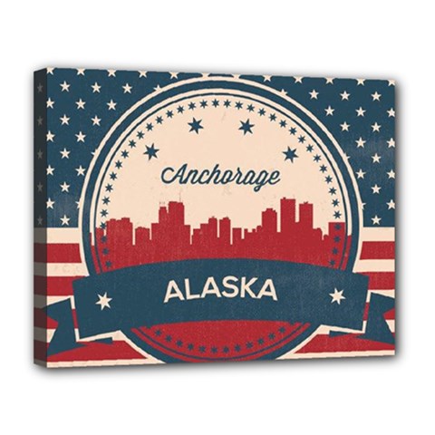 Retro Anchorage Alaska Skyline Canvas 14  X 11  by Bigfootshirtshop