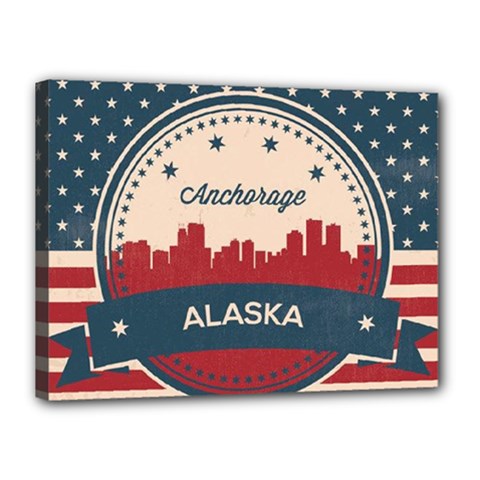 Retro Anchorage Alaska Skyline Canvas 16  X 12  by Bigfootshirtshop