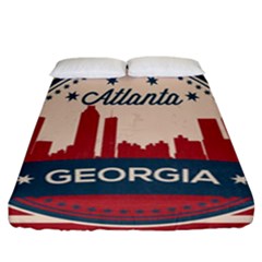 Retro Atlanta Georgia Skyline Fitted Sheet (california King Size) by Bigfootshirtshop