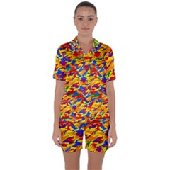 Homouflage Gay Stealth Camouflage Satin Short Sleeve Pyjamas Set by PodArtist