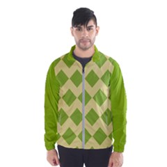 Green Rectangular Pattern Wind Breaker (men)