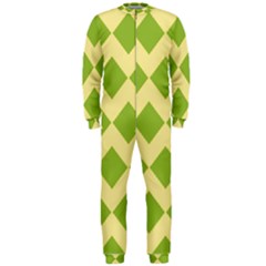 Green Rectangular Pattern  Onepiece Jumpsuit (men) 