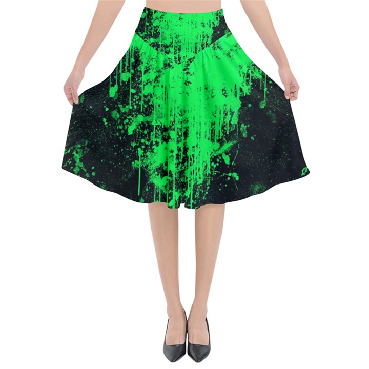 green triangle splash Flared Midi Skirt