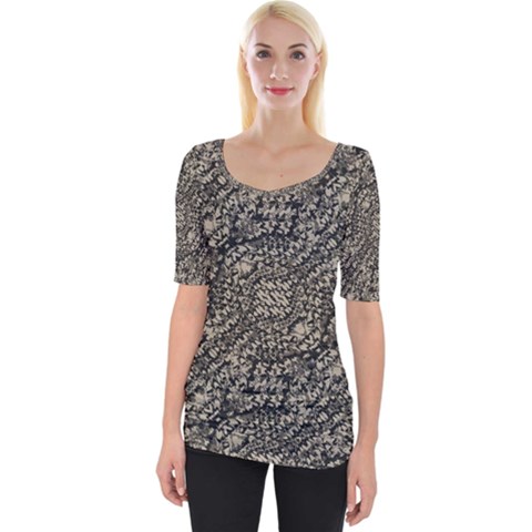 Animal Print Camo Pattern Wide Neckline Tee by dflcprints