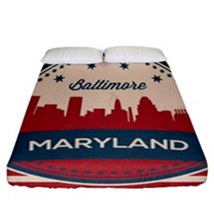 Retro Baltimore Maryland Skyline Fitted Sheet (california King Size) by Bigfootshirtshop