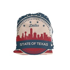 Retro Dallas Texas Skyline Drawstring Pouches (large)  by Bigfootshirtshop