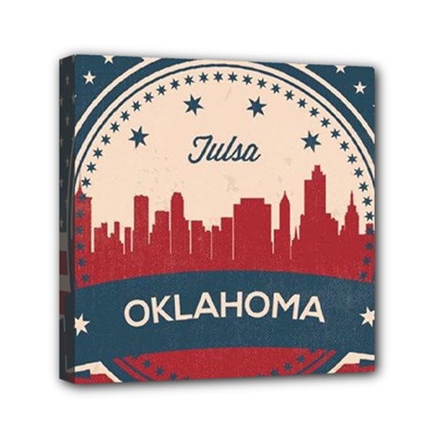 Tulsa Oklahoma Retro Skyline Mini Canvas 6  X 6  by Bigfootshirtshop