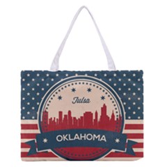 Tulsa Oklahoma Retro Skyline Zipper Medium Tote Bag by Bigfootshirtshop