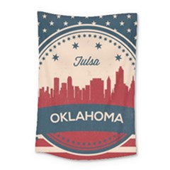 Tulsa Oklahoma Retro Skyline Small Tapestry by Bigfootshirtshop