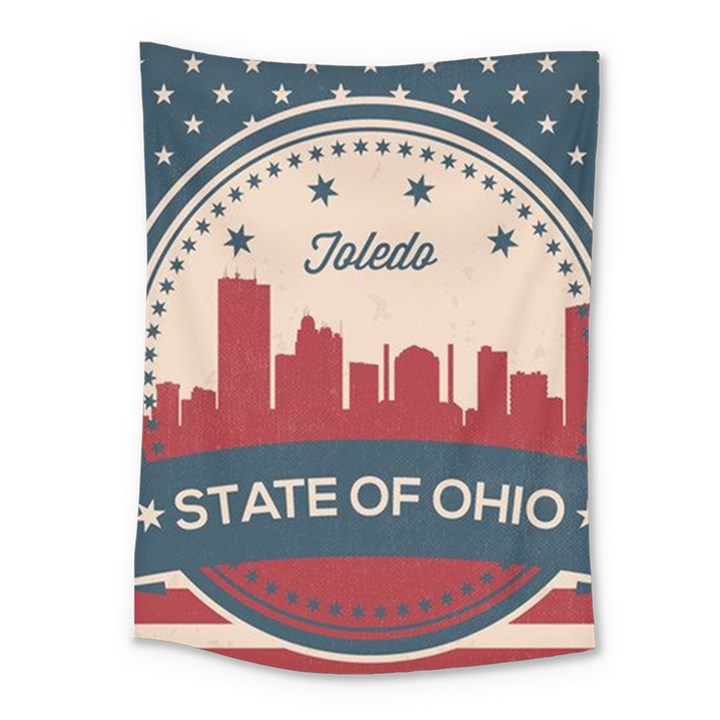 Retro Toledo Skyline Medium Tapestry