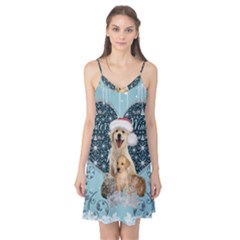 It s Winter And Christmas Time, Cute Kitten And Dogs Camis Nightgown by FantasyWorld7