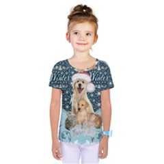 It s Winter And Christmas Time, Cute Kitten And Dogs Kids  One Piece Tee