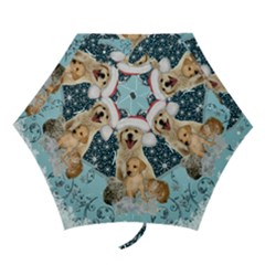 It s Winter And Christmas Time, Cute Kitten And Dogs Mini Folding Umbrellas by FantasyWorld7