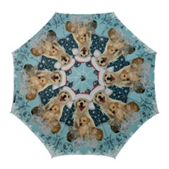 It s Winter And Christmas Time, Cute Kitten And Dogs Golf Umbrellas by FantasyWorld7