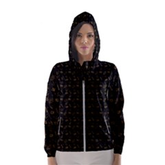 Black And Gold Festive Design Hooded Wind Breaker (women) by SageExpress