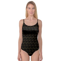 Black And Gold Festive Design Camisole Leotard  by SageExpress