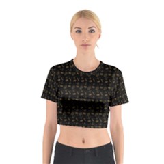 Black And Gold Festive Design Cotton Crop Top by SageExpress