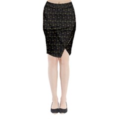 Black And Gold Festive Design Midi Wrap Pencil Skirt by SageExpress