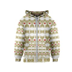 Striped Ornate Floral Print Kids  Zipper Hoodie by dflcprints