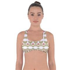 Striped Ornate Floral Print Got No Strings Sports Bra by dflcprints