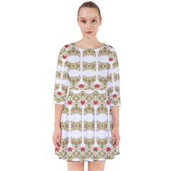 Striped Ornate Floral Print Smock Dress by dflcprints