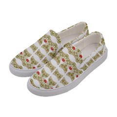 Striped Ornate Floral Print Women s Canvas Slip Ons