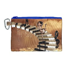 Cute Little Girl Dancing On A Piano Canvas Cosmetic Bag (large) by FantasyWorld7