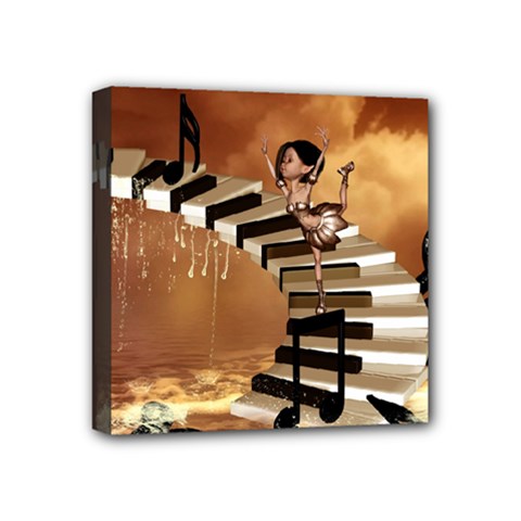 Cute Little Girl Dancing On A Piano Mini Canvas 4  X 4  by FantasyWorld7