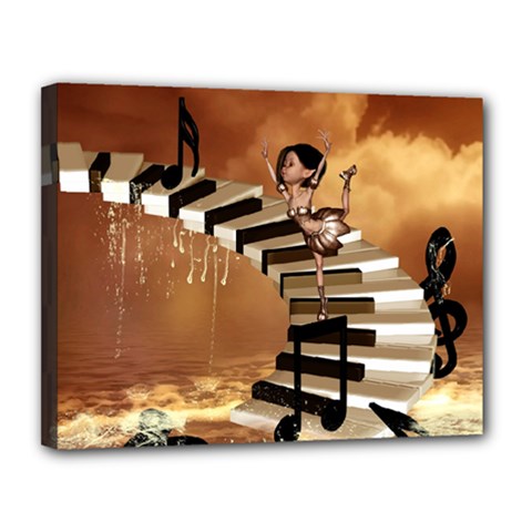 Cute Little Girl Dancing On A Piano Canvas 14  X 11  by FantasyWorld7