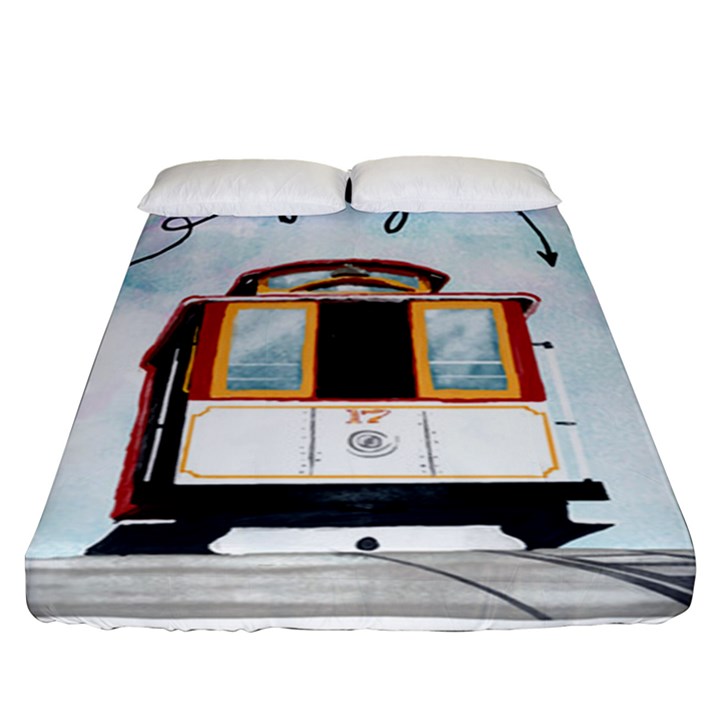 San Francisco Trolley California Bear Fitted Sheet (Queen Size)