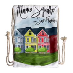 San Francisco Alamo Square Drawstring Bag (large) by Bigfootshirtshop