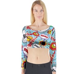 Comic Pattern Long Sleeve Crop Top by Bigfootshirtshop