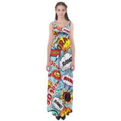 Comic Pattern Empire Waist Maxi Dress by Bigfootshirtshop