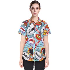 Comic Pattern Women s Short Sleeve Shirt