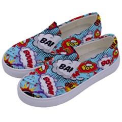 Comic Pattern Kids  Canvas Slip Ons by Bigfootshirtshop