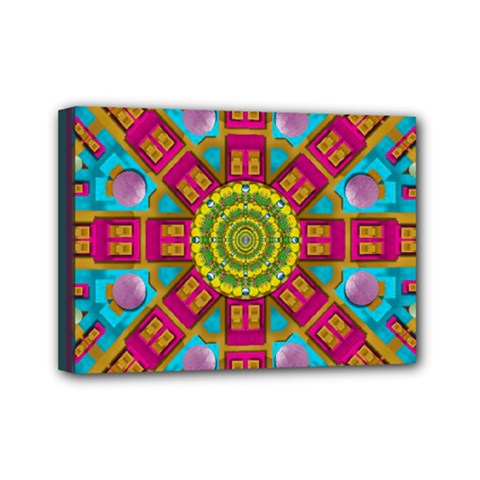 Sunny And Bohemian Sun Shines In Colors Mini Canvas 7  X 5  by pepitasart