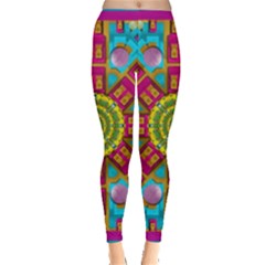 Sunny And Bohemian Sun Shines In Colors Leggings  by pepitasart