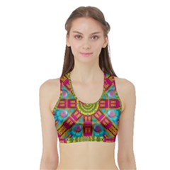 Sunny And Bohemian Sun Shines In Colors Sports Bra With Border by pepitasart